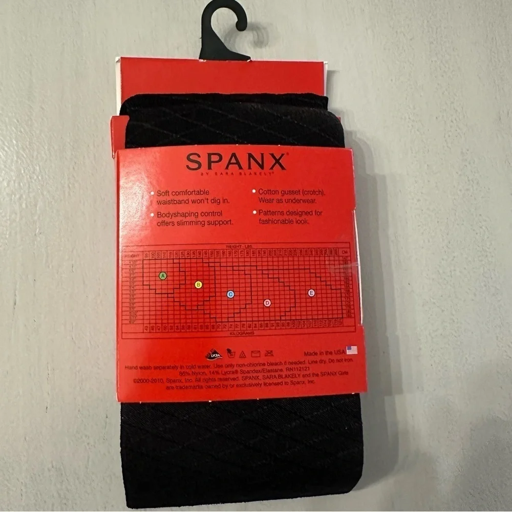 SPANX by Sara Blakely Black Tight-End Tights Bodyshaping Patterned Foil Sz B NWT